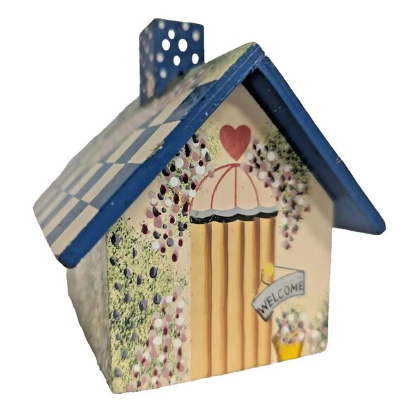 Time for More Garden House Tea Bag Caddy Storage Wood 2-pc 4.5 x 4.5 x 4-in Gift - Picture 1 of 7